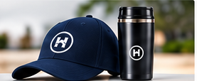 Branded bags and drinkware